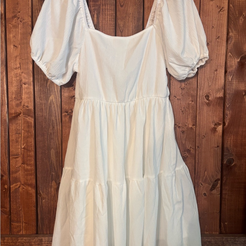 White shoulder or off the shoulder Sleeve Dress